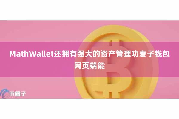 MathWallet还拥有强大的资产管理功麦子钱包网页端能
